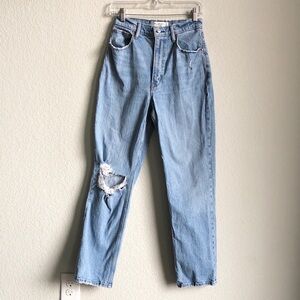 Abercrombie and Fitch Curve Love 90s Straight Ultra High Rise Jeans Distressed
